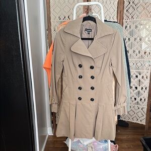 bebe Tan Double-Breasted Trench Coat
